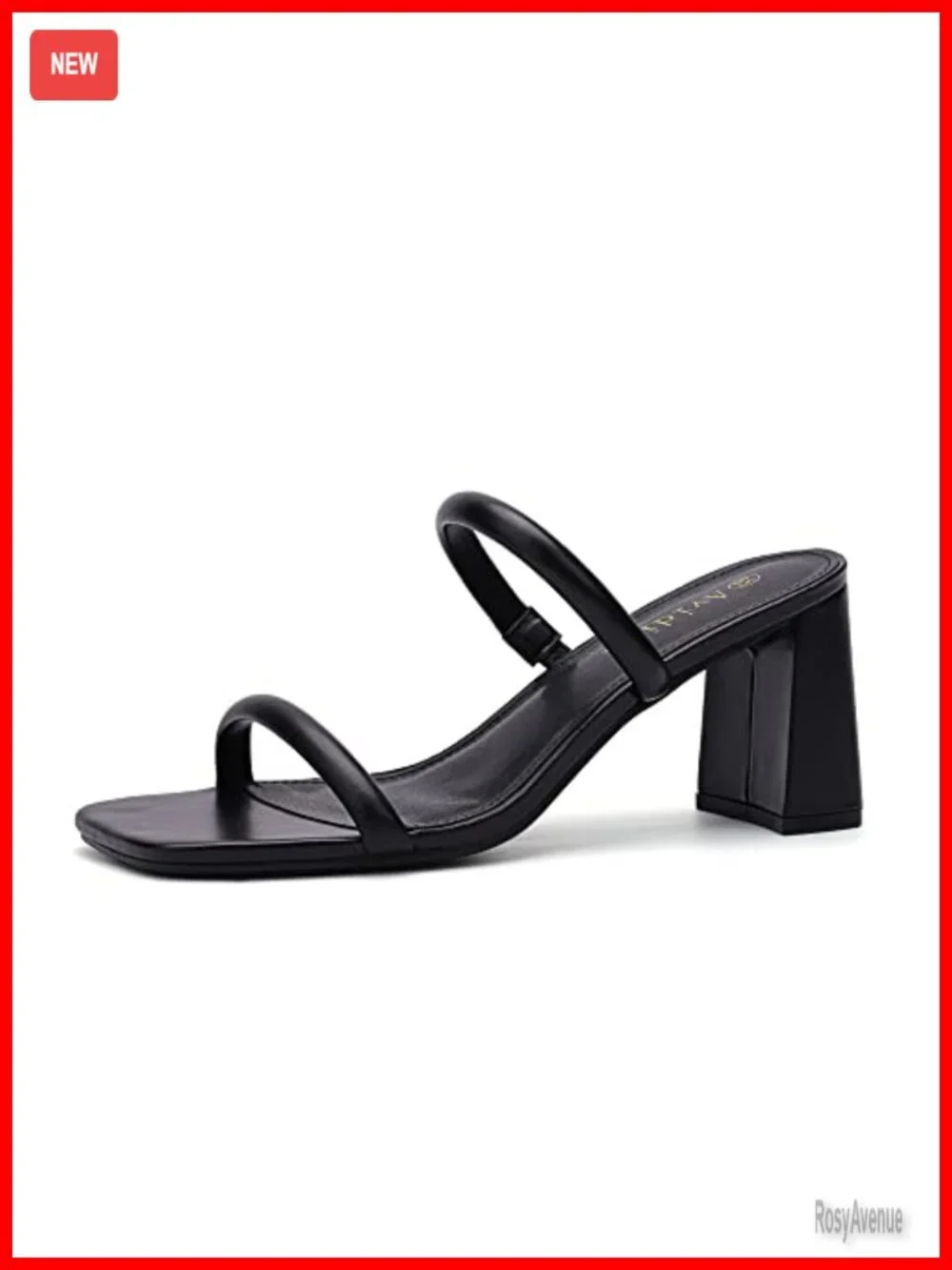 Women's Square Toe Block Heel Sandals Double Strap Slip On Mules 3 Inch Heels